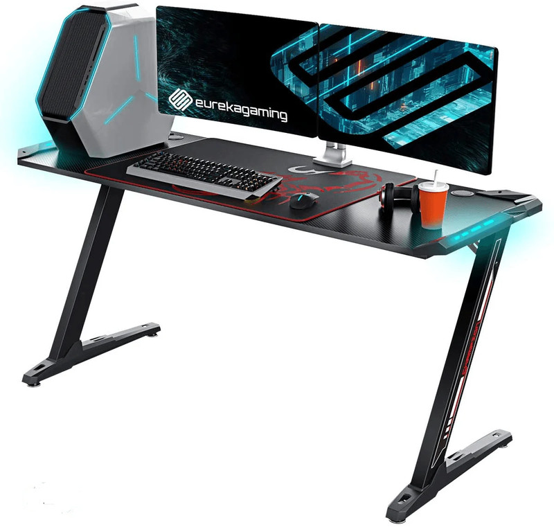 Eureka Ergonomic Z60 Gaming Desk with RGB Lights-Black - طاولة